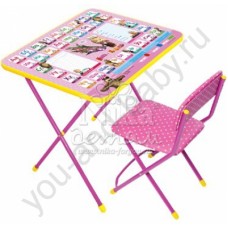 Nika. Комплект КУ1 Азбука3.Маша и Медведь Стол+стул мягкий (розовый)